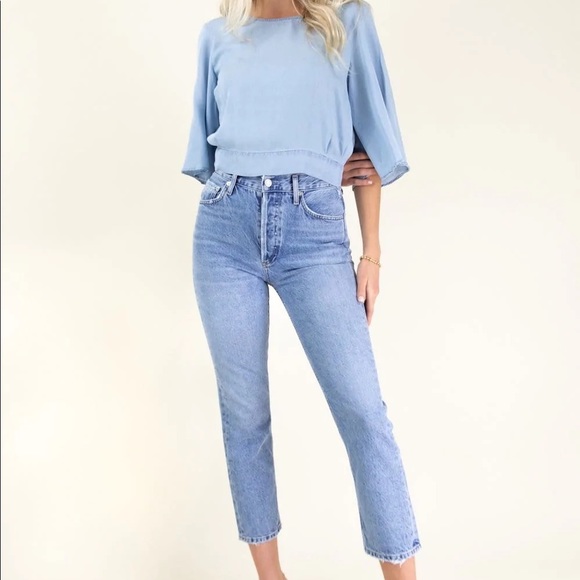 Jack by BB Dakota Chambray The Light Tie Back Blouse size small NWOT - Picture 5 of 11